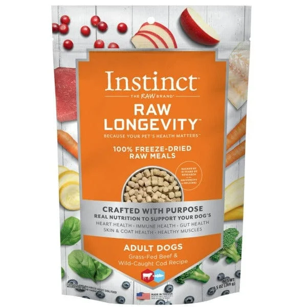 Instinct Raw Longevity Beef & Cod Recipe 100% Freeze Dried Dog Food, 9.5oz