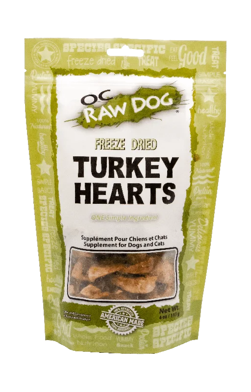 OC Raw Dog Freeze Dried Whole Turkey Heart Treats for Dogs