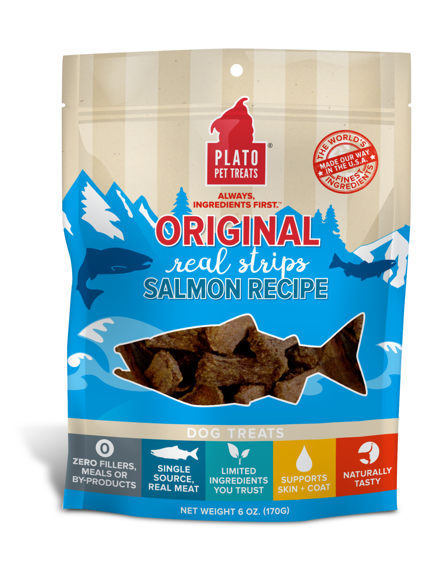 Plato Salmon Strips Dog Treats