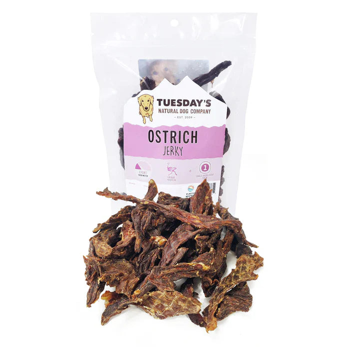 Tuesdays Natural Dog Company  Ostrich Jerky Dog Treats (4 oz)