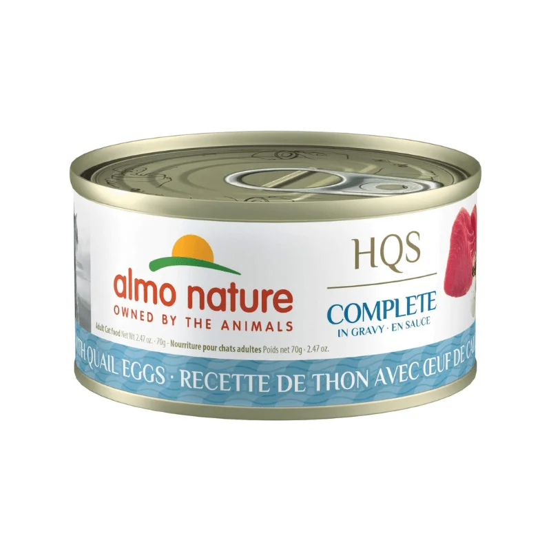 Canned Cat Food - HQS COMPLETE - Tuna Recipe with Quail Eggs in Gravy - Adult - 2.47 oz