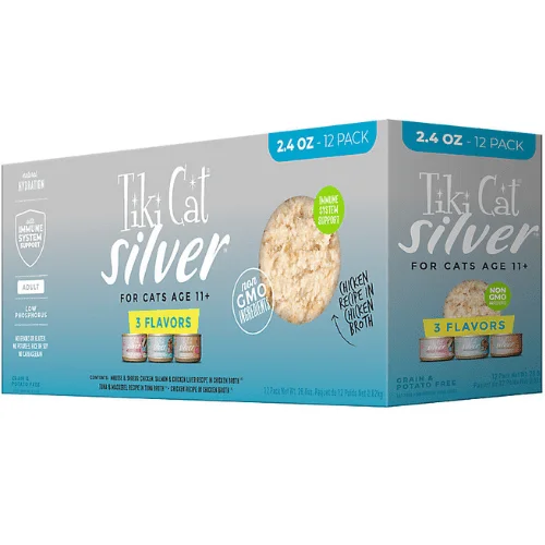 Canned Cat Food - SILVER - Variety Pack For Cats Age 11+, 2.4 oz, case of 12