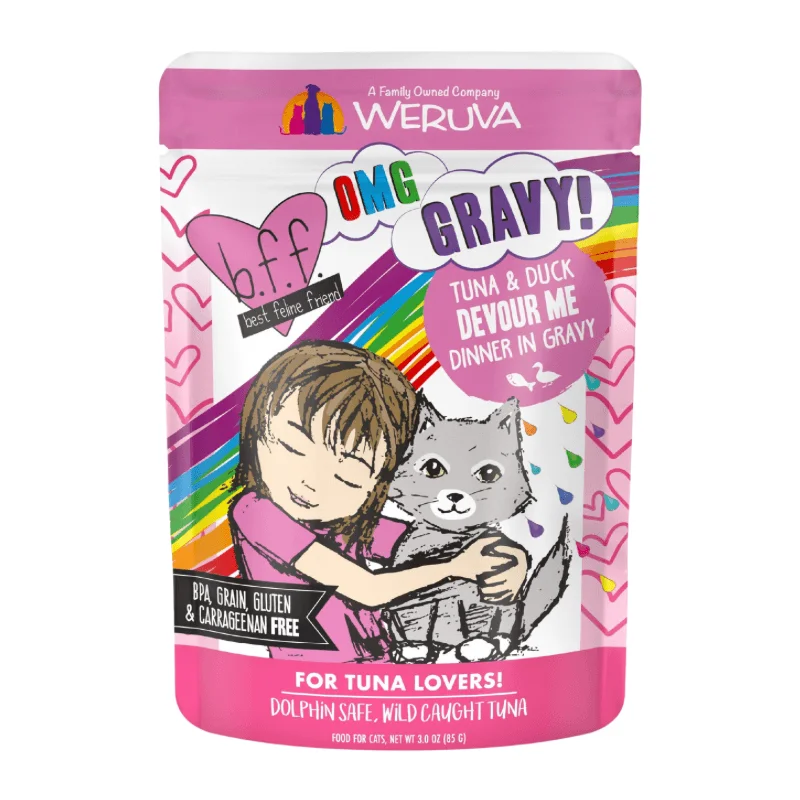 Wet Cat Food - BFF OMG - Devour Me - Tuna & Duck Dinner in Gravy - 3 oz pouch