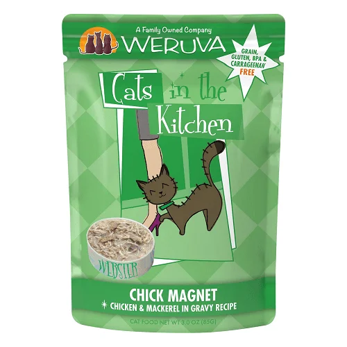 Cat Pouch - Cats in the Kitchen - Chick Magnet - Chicken & Mackerel in Gravy - 3 oz