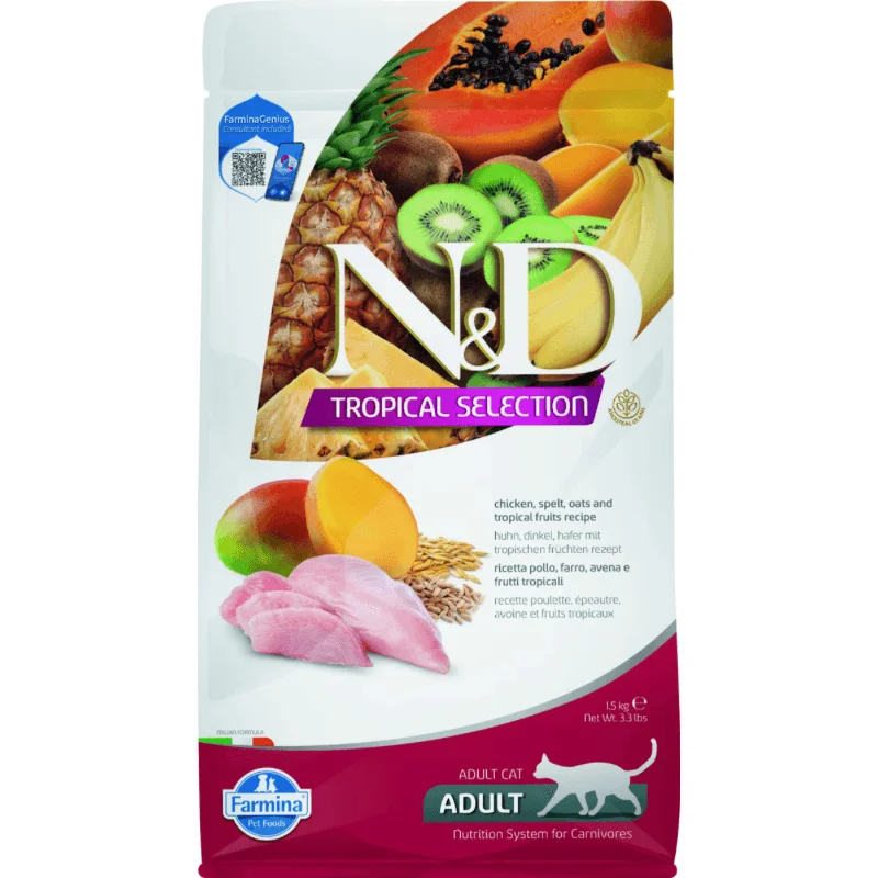 Dry Cat Food - N & D - TROPICAL SELECTION - Chicken, Spelt, Oats & Tropical Fruits - Adult