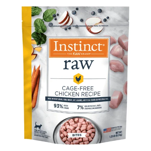 Frozen Raw Cat Food - Cage Free Chicken Bites For Adult Cats - 1.25 lb