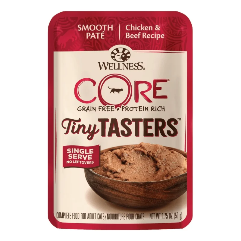 Wet Cat Food - CORE Tiny Tasters - Smooth Paté - Chicken & Beef Recipe - 1.75 oz pouch