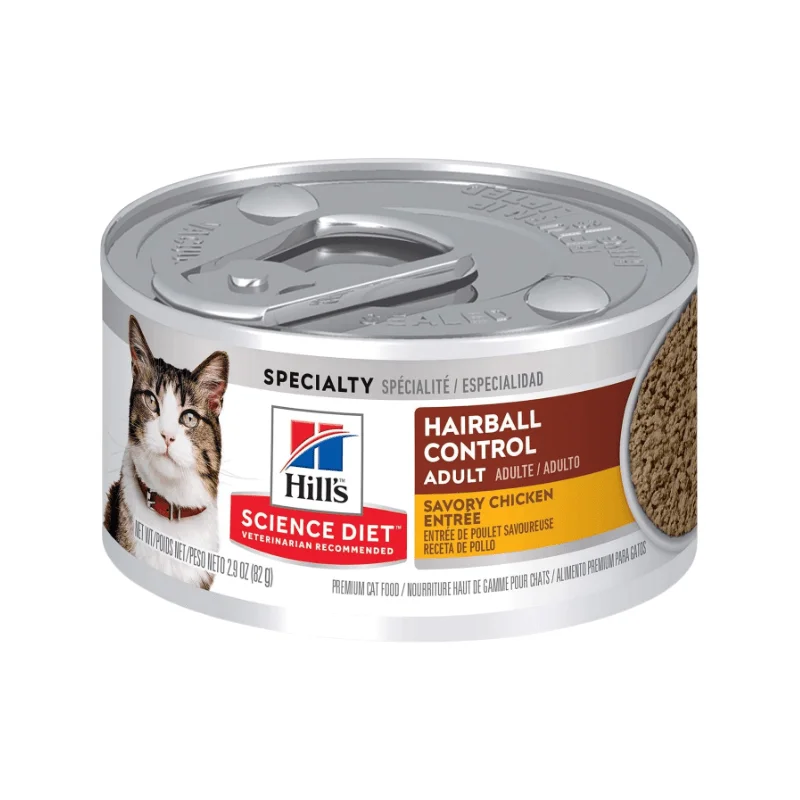 Canned Cat Food - HAIRBALL CONTROL - Savory Chicken Entrée - Adult