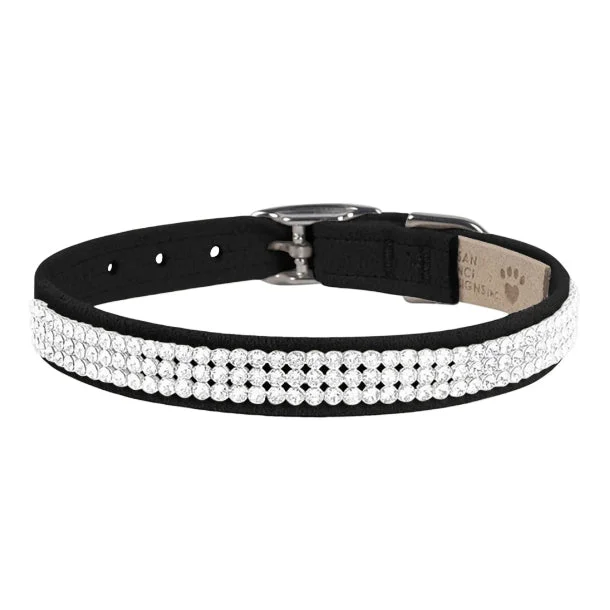 Giltmore 3-Row Crystal Pet Collar: Black