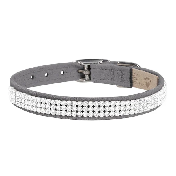 Giltmore 3-Row Crystal Pet Collar: Platinum