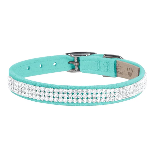 Giltmore 3-Row Crystal Pet Collar: Tiffy Blue