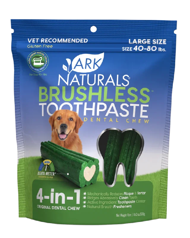 Ark Naturals Brushless Toothpaste Dental Chews for Dogs - Large 18oz