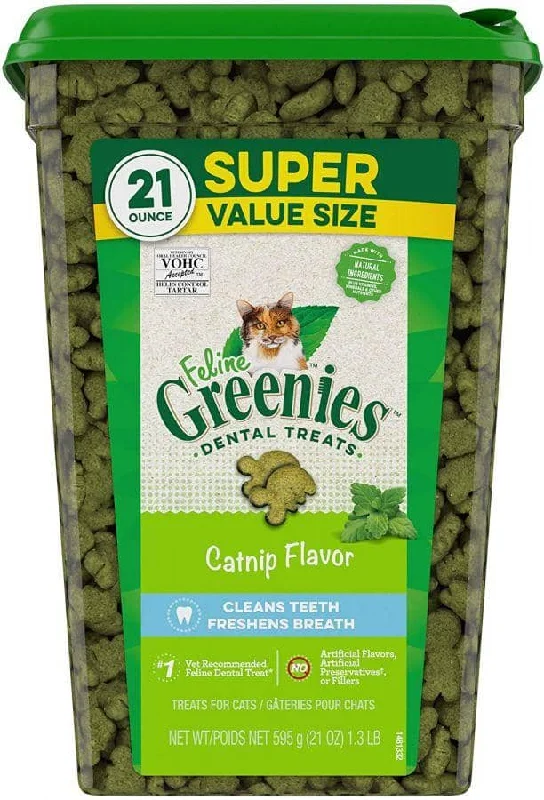 Greenies Feline Natural Dental Treats Catnip Flavor - 21 oz