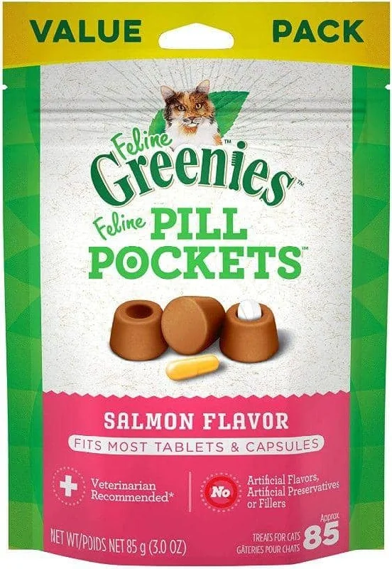 Greenies Pill Pockets Salmon Flavor Cat Treats - 85 count