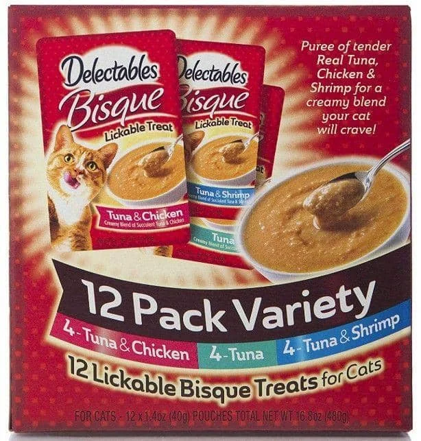 Hartz Delectables Bisque Lickable Treat for Cats - Variety Pack - 12 count