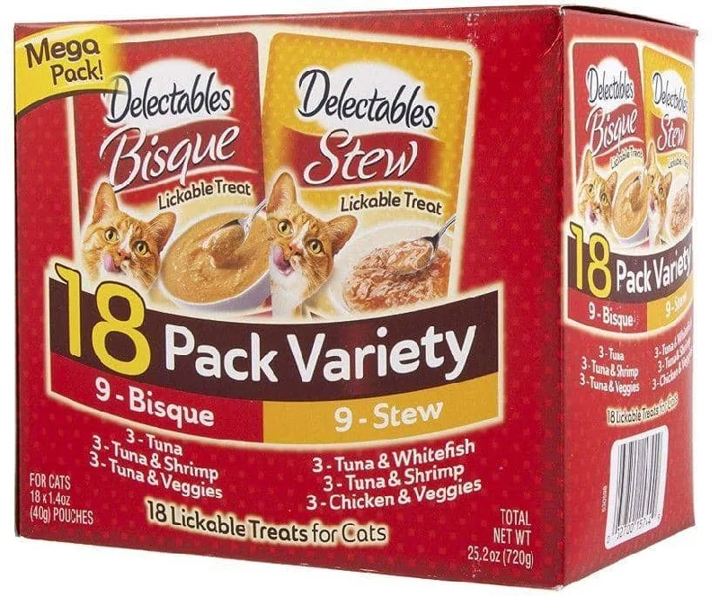 Hartz Delectables Bisque & Stew Lickable Treat for Cats - Variety Pack - 18 count