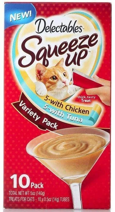 Hartz Delectables Squeeze Up Lickable Cat Treat - Variety Pack - 10 count