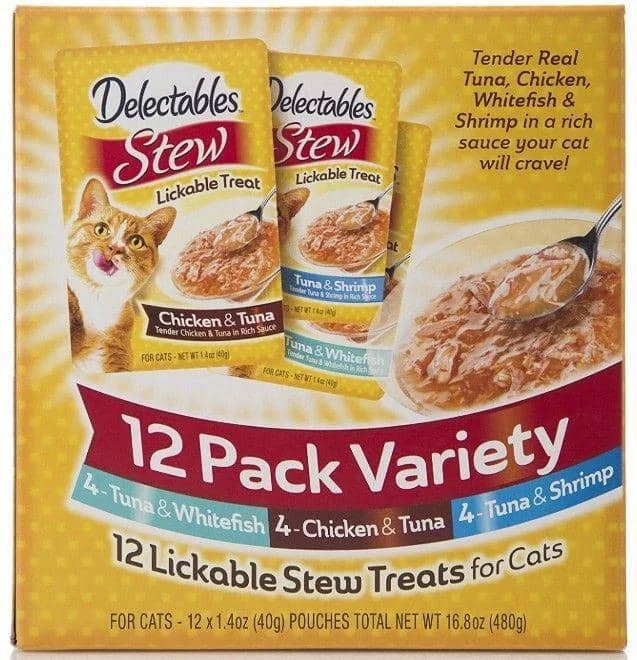 Hartz Delectables Stew Lickable Treat for Cats - Variety Pack - 12 count