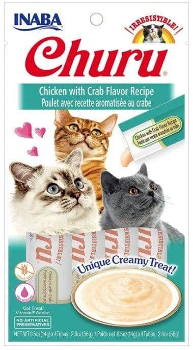 Inaba Churu Chicken with Crab Flavor Recipe Creamy Cat Treat - 4 count