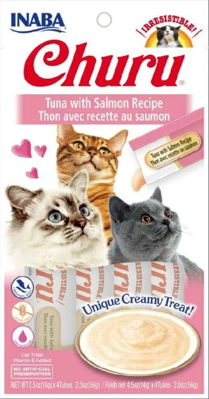 Inaba Churu Tuna with Salmon Recipe Creamy Cat Treat - 4 count