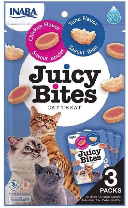 Inaba Juicy Bites Cat Treat Tuna and Chicken Flavor - 3 count