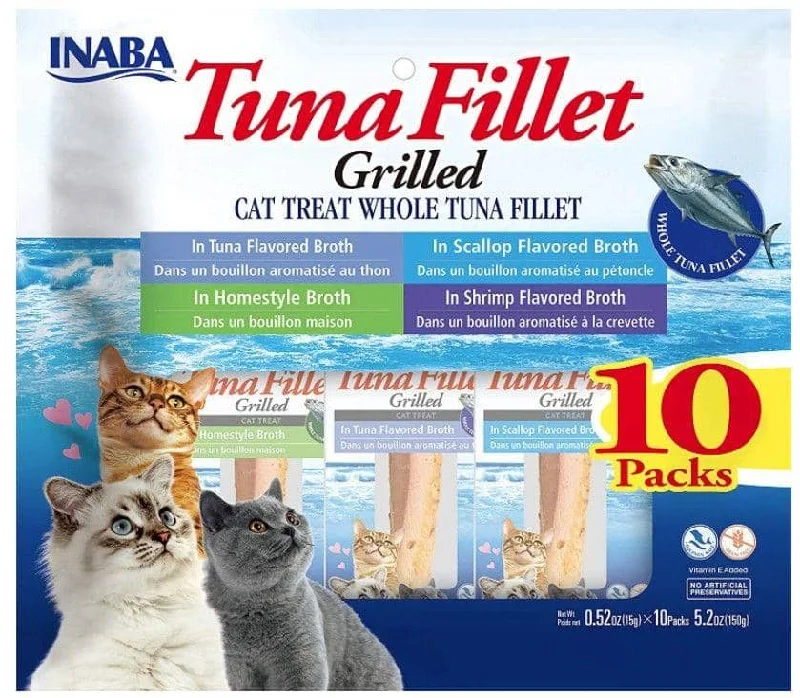 Inaba Tuna Fillet Cat Treat Whole Tuna Fillet Variety Pack - 10 count