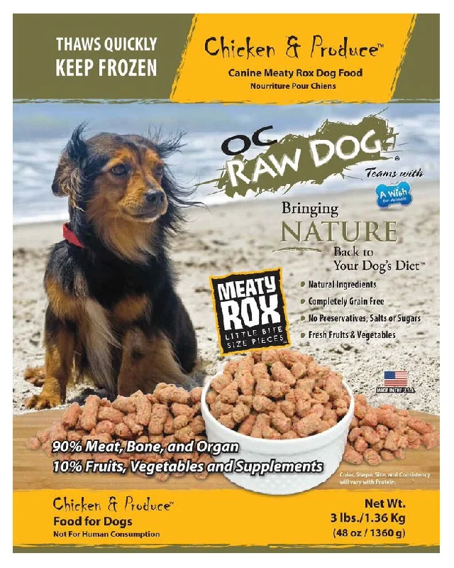 OC Raw Frozen Chicken & Produce Meaty Rox for Dogs 3lb