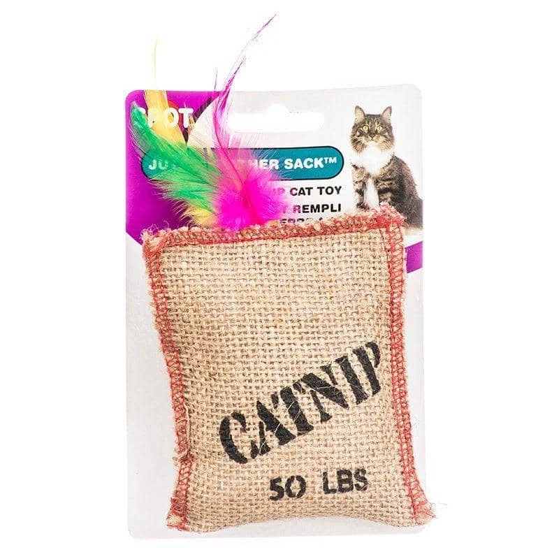 Spot Jute & Feather Sack with Catnip Cat Toy - Jute & Feather Sack