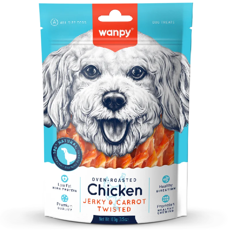 Wanpy Dog Oven-Roasted Chicken Jerky & Carrot Twisted 100g