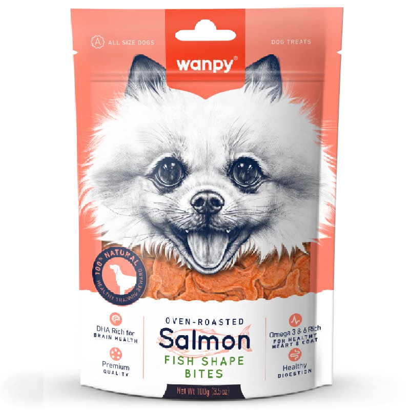 Wanpy Dog Oven-Roasted Salmon Fish Shape Bites 100g