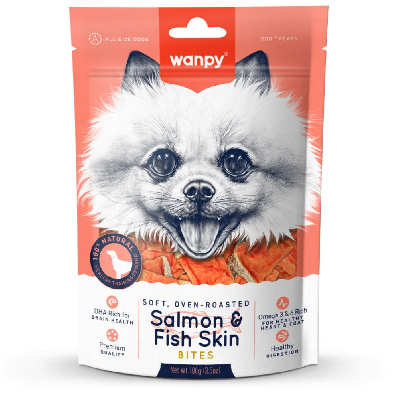 Wanpy Dog Soft Oven-Roasted Salmon & Fish Skin Bites 100g