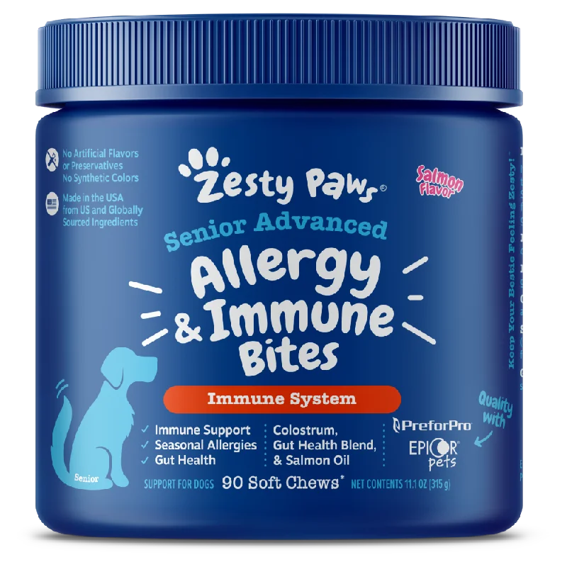 Zesty Paws Dog Senior Advanced Allergy & Immune Bites Immune System Salmon 90soft chews